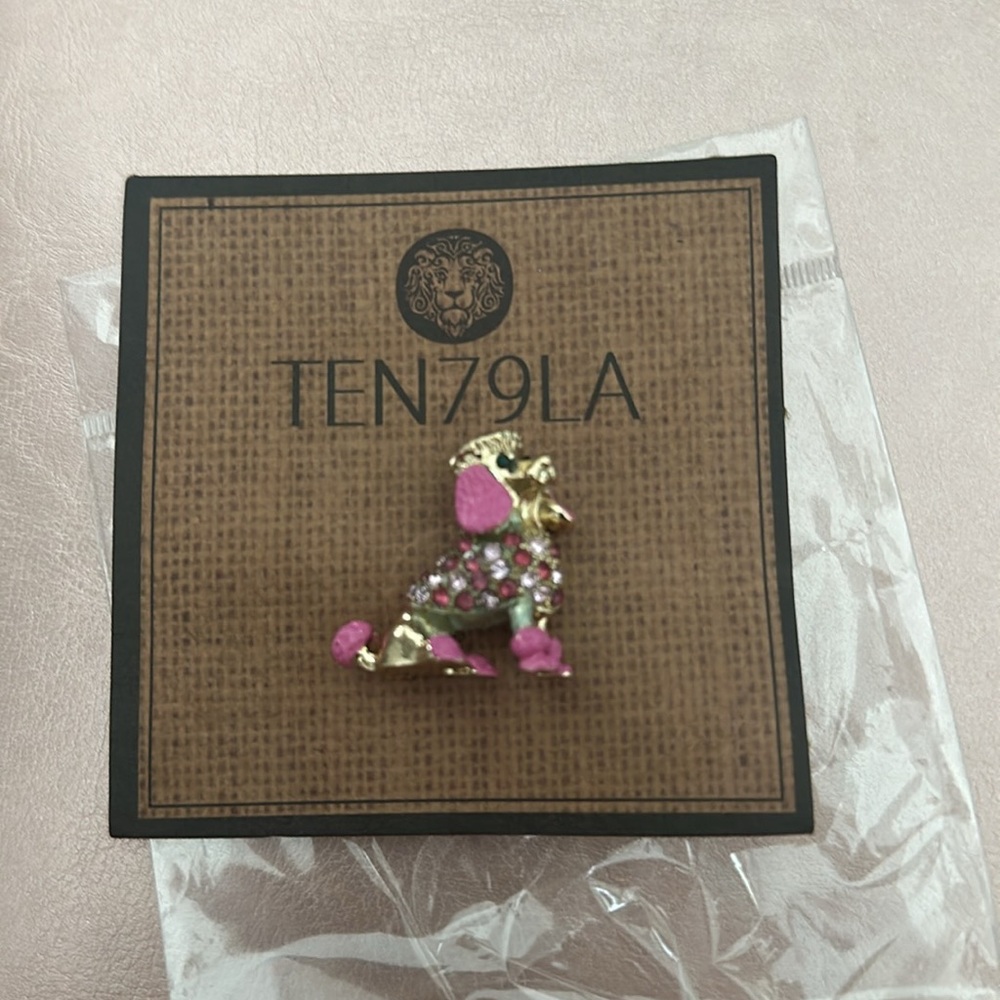 NIP TEN79LA Pink Poodle Brooch